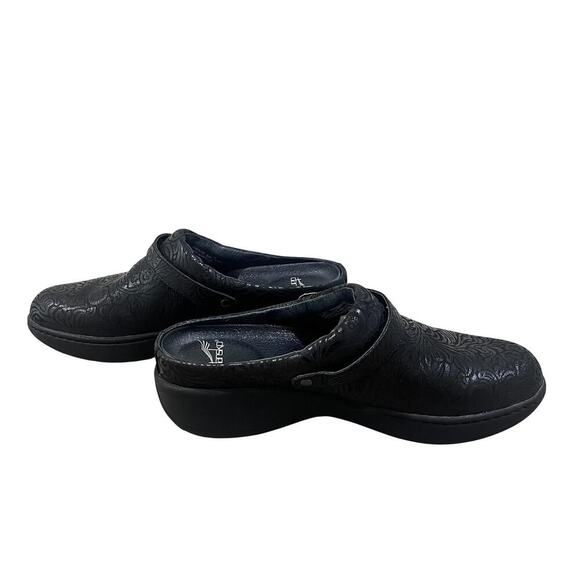 Dansko Shoes Womens Size 39 Black Embossed Slip On Clogs Mary Jane Comfort Work - Picture 4 of 7